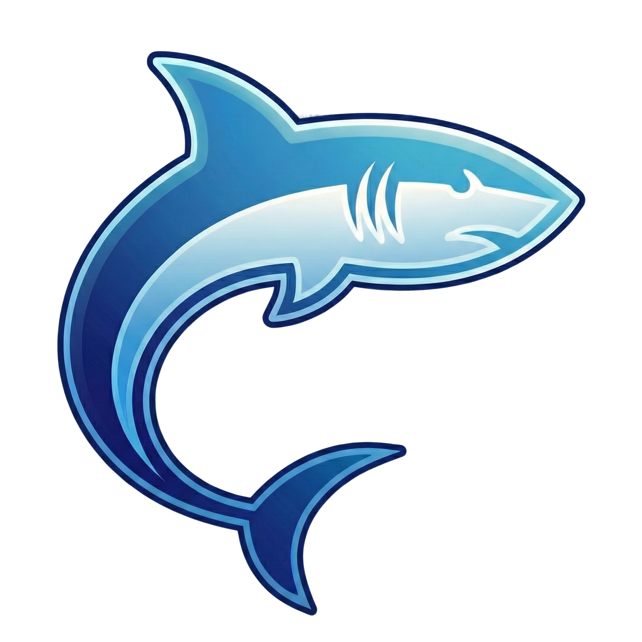 verbShark mascot — a stylized blue shark